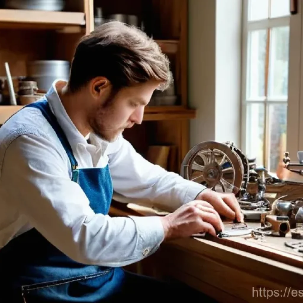 자급자족의 문화적 의미 - **Hands-on Repair and Creation**
A focused individual in their 30s, gender-neutral, with sleeves...