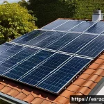 Home 22 자급자족을 위한 기술 발전 동향 - A modern suburban house rooftop equipped with sleek, high-efficiency solar photovoltaic panels and c...
